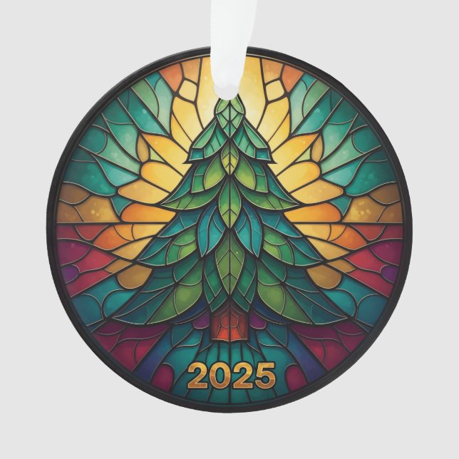 Christmas Ornament 2025 Faux Stained Glass Eff. 1  (Front)