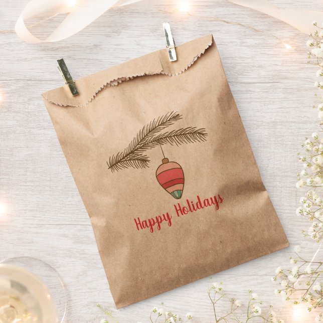 Christmas Ornament and Branch Customizable Favour Bag (Clipped)