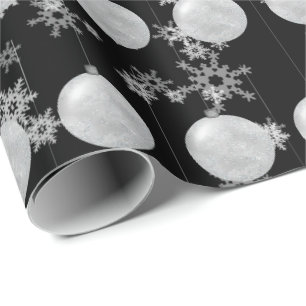 Christmas Ornament And Snowflakes Wrapping Paper