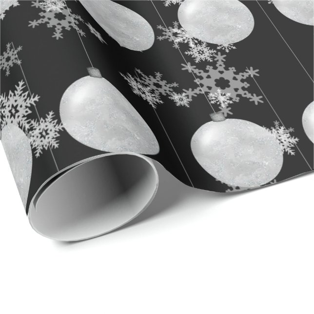 Christmas Ornament And Snowflakes Wrapping Paper (Roll Corner)