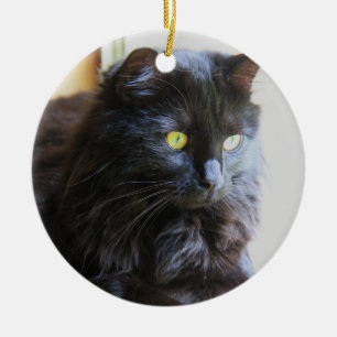 Christmas Ornament, Black Cat Ceramic Ornament