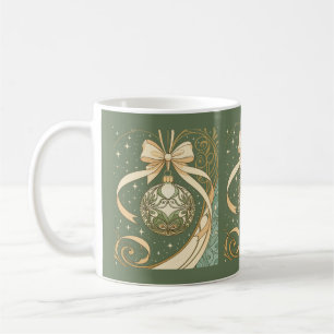 Christmas Ornament Blue And Beige Art Nouveau  Coffee Mug