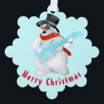 Christmas Ornament Card Snowmans with Guitar<br><div class="desc">Christmas Ornament Cards with Snowmans with Guitar Merry Christmas Party Fun Drawing - Choose / Add Your Unique Text / Name / Colour - Make Your Special Gift - Resize and move or remove and add elements / text with customization tool ! Drawing and Design by MIGNED. Please see my...</div>