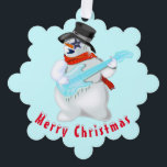 Christmas Ornament Card Snowmans with Guitar<br><div class="desc">Christmas Ornament Cards with Snowmans with Guitar Merry Christmas Party Fun Drawing - Choose / Add Your Unique Text / Name / Colour - Make Your Special Gift - Resize and move or remove and add elements / text with customization tool ! Drawing and Design by MIGNED. Please see my...</div>