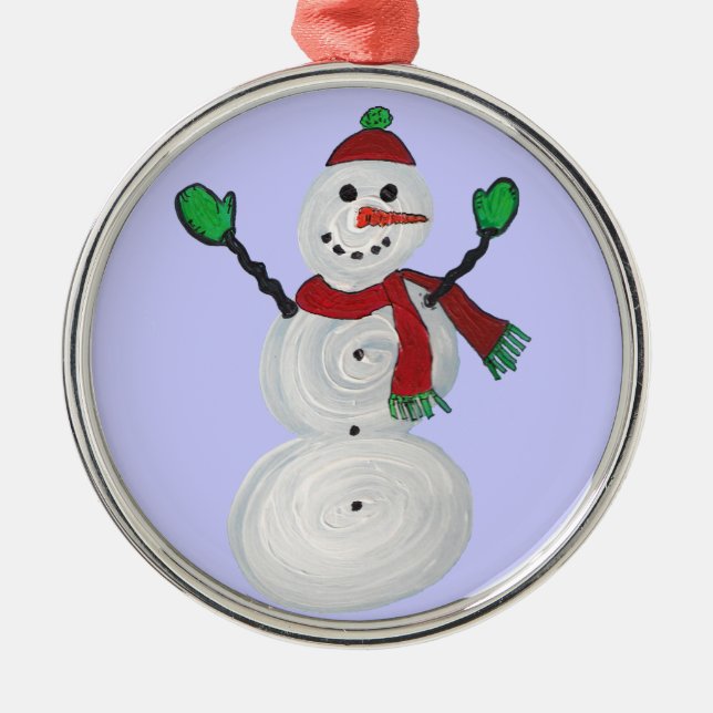 Christmas Ornament-Christmas Snowman Metal Ornament (Front)