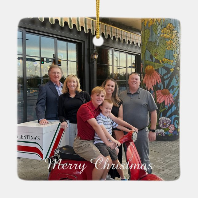 Christmas Ornament-Customize 2 Photos and Text Ceramic Ornament (Back)