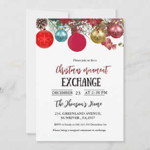 Christmas Ornament Exchange Party  Invitation