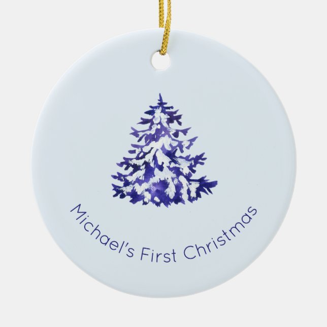 Christmas Ornament, First Christmas, Baby First  Ceramic Ornament (Front)