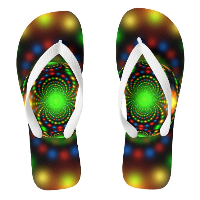 Christmas Ornament Fractal Design Flip Flops (Footbed)