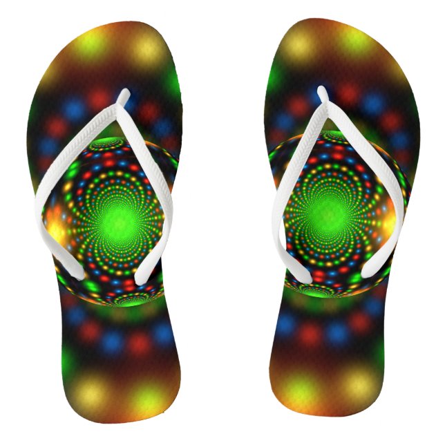 Christmas Ornament Fractal Design Flip Flops (Footbed)