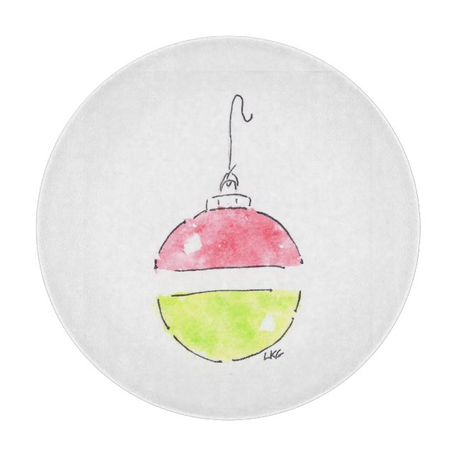 Christmas Ornament Glass Cutting Board (Front)