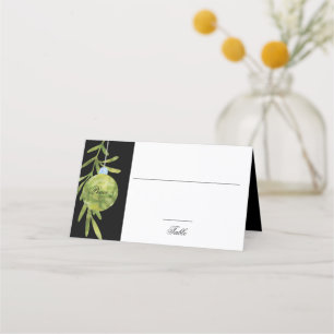 Christmas Ornament Green Wedding Reception Place Card
