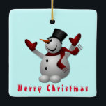 Christmas Ornament Happy Snowman<br><div class="desc">Happy Snowman - Merry Christmas - Choose / Add Your Unique Text / Name / Colour - Make Your Special Gift - Resize and move or remove and add elements / text with customization tool ! You can also transfer this designs to more than 1000 Zazzle products. Merry Christmas -...</div>