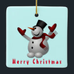 Christmas Ornament Happy Snowman<br><div class="desc">Happy Snowman - Merry Christmas - Choose / Add Your Unique Text / Name / Colour - Make Your Special Gift - Resize and move or remove and add elements / text with customization tool ! You can also transfer this designs to more than 1000 Zazzle products. Merry Christmas -...</div>