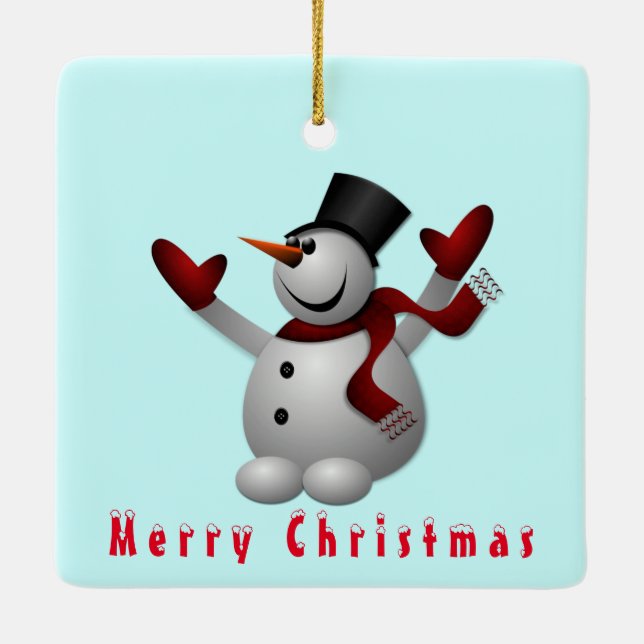 Christmas Ornament Happy Snowman (Back)