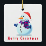 Christmas Ornament Happy Snowman<br><div class="desc">Happy Snowman - Merry Christmas - Choose / Add Your Unique Text / Name / Colour - Make Your Special Gift - Resize and move or remove and add elements / text with customization tool ! You can also transfer this designs to more than 1000 Zazzle products. Merry Christmas -...</div>