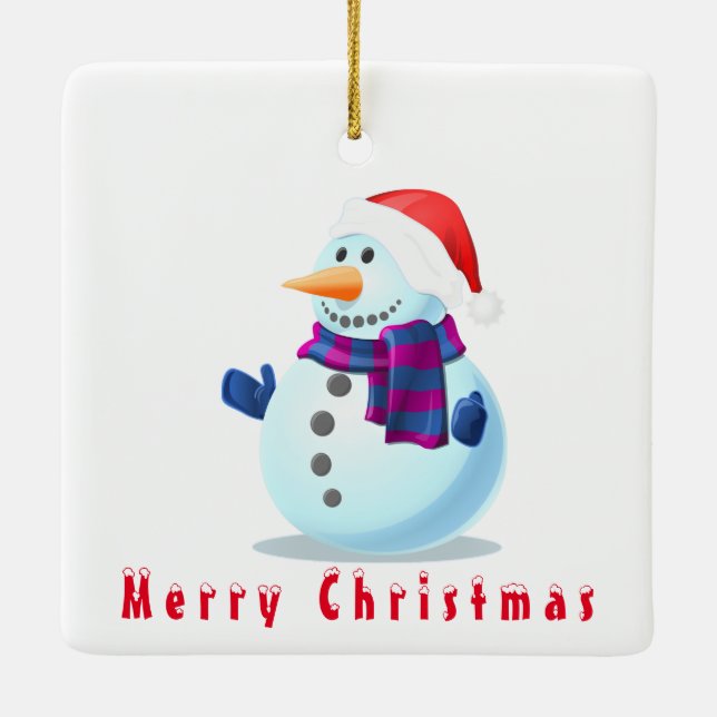 Christmas Ornament Happy Snowman (Back)