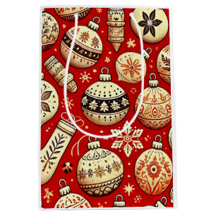🎄 Christmas Ornament Holiday Gift Wrap Style 🎄 Medium Gift Bag