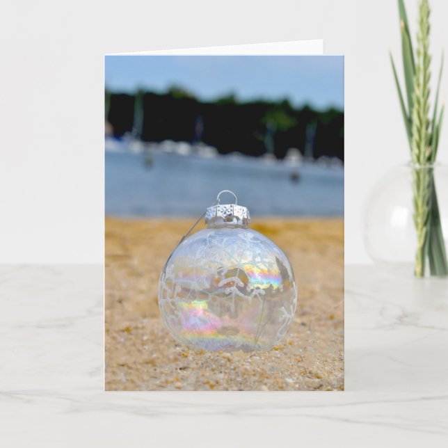 Christmas Ornament in the Sand Card (Front)