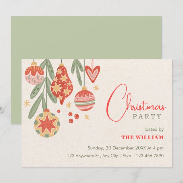 Christmas ornament  invitation (Front/Back)