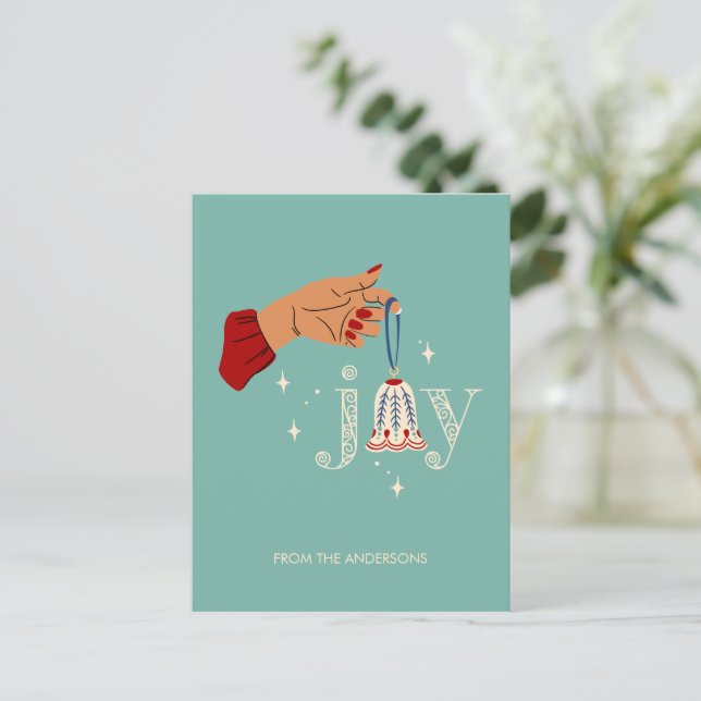 Christmas Ornament Joy Holiday Postcard (Standing Front)