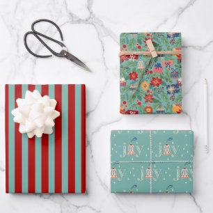 Christmas Ornament Joy Holiday Wrapping Paper Sheet