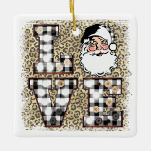 Christmas Ornament! Leopard Santa Claus Love Ceramic Ornament