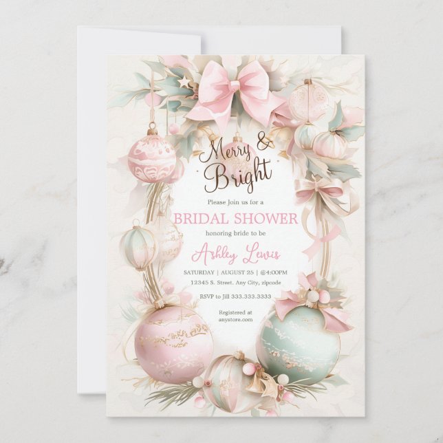 Christmas Ornament, Luxury Ornaments Bridal Invitation (Front)