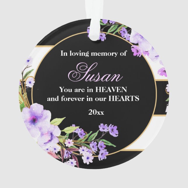 Christmas Ornament Memorial Purple Black (Back)