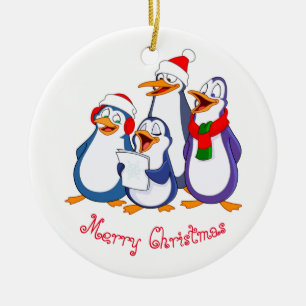 Christmas Ornament-Merry Penguins Ceramic Ornament