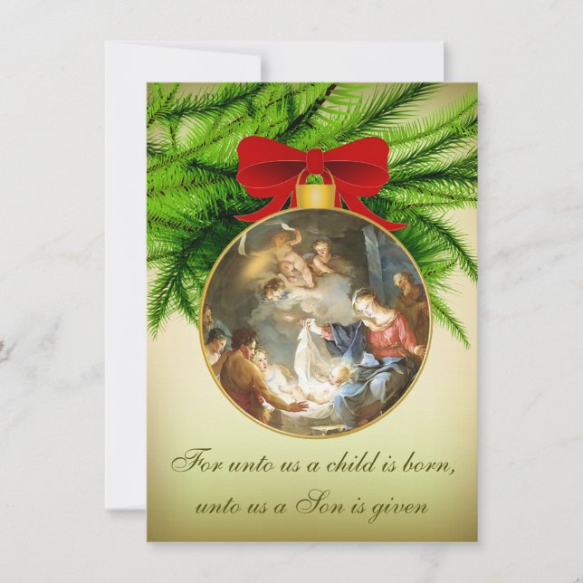 Christmas Ornament Nativity Jesus Birth Holiday Card (Front)
