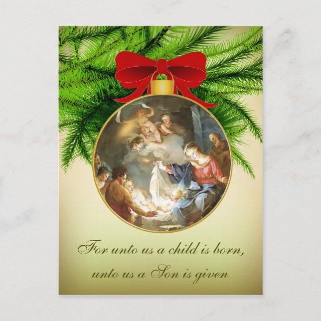 Christmas Ornament Nativity Jesus Birth Holiday Postcard (Front)