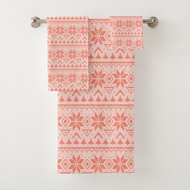 Christmas ornament nordic winter scandinavian norw bath towel set (Insitu)
