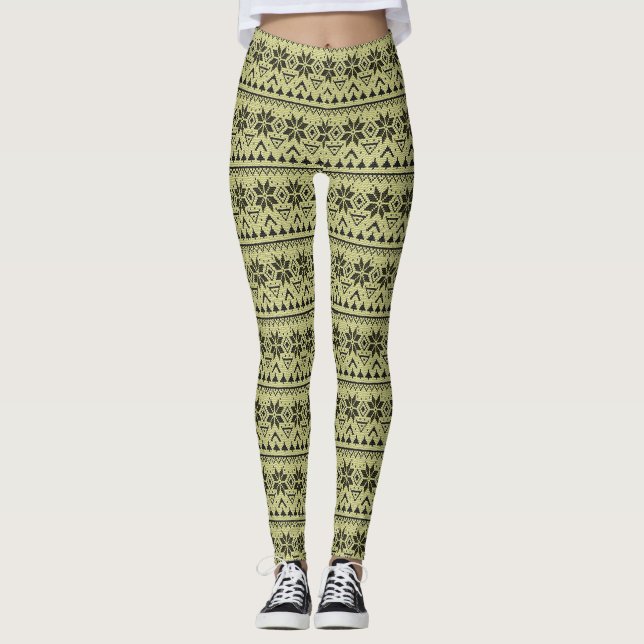 Christmas ornament nordic winter scandinavian norw leggings (Front)