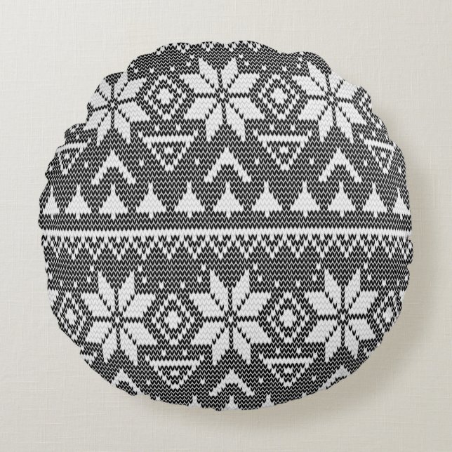 Christmas ornament nordic winter scandinavian norw round pillow (Front)