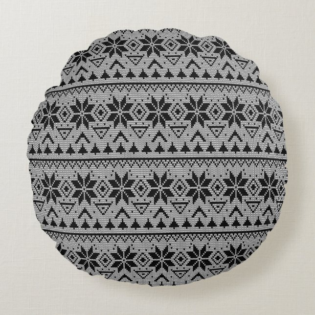 Christmas ornament nordic winter scandinavian norw round pillow (Front)