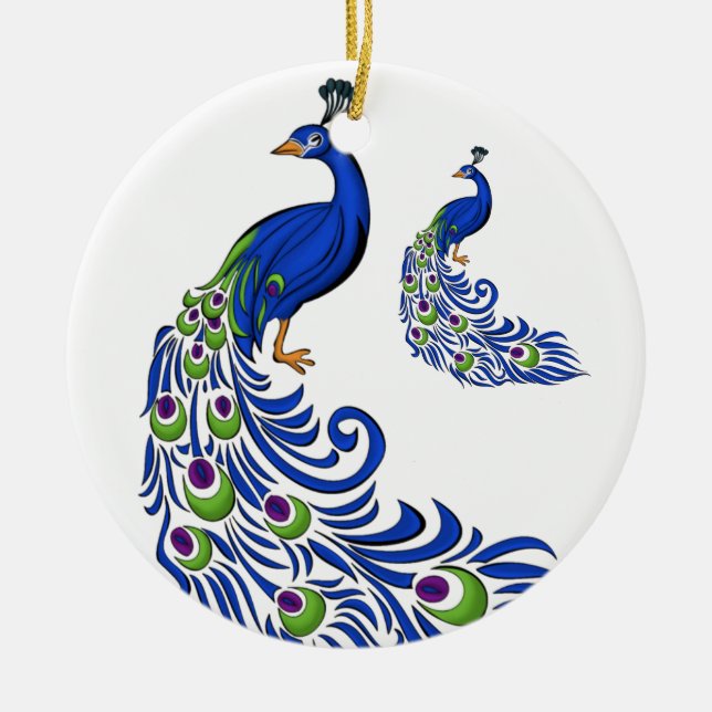 Christmas Ornament-Peacocks Ceramic Ornament (Front)