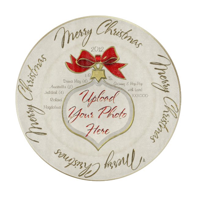 Christmas Ornament (Personalized Photo Plate) Cutting Board (Front)