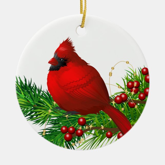 Christmas Ornament-Red Cardinal Ceramic Ornament (Front)