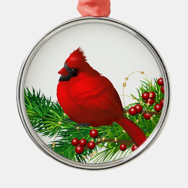 Christmas Ornament-Red Cardinal Metal Ornament (Front)