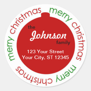 Christmas ornament return address label sticker