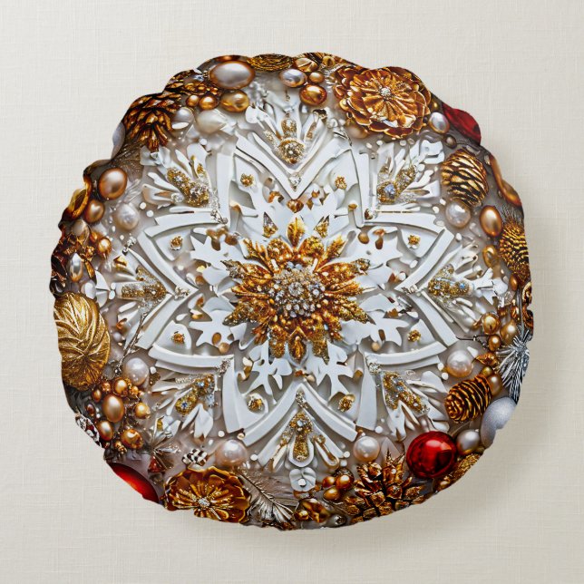 Christmas ornament round pillow (Front)