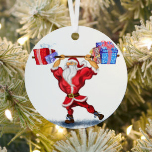 Christmas Ornament Santa Bodybuilder with Gifts