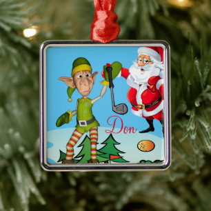 Christmas Ornament Santa Golf