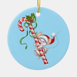 Christmas Ornament-Santa Mouse Ceramic Ornament