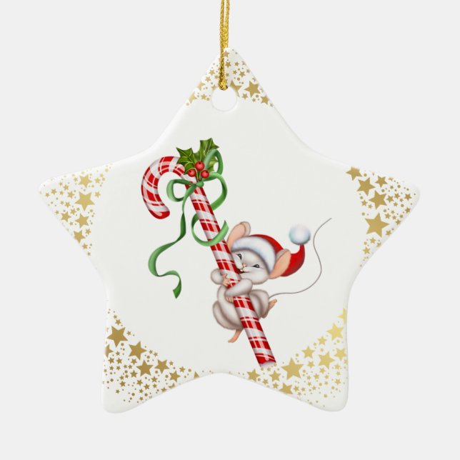 Christmas Ornament-Santa Mouse Ceramic Ornament (Front)
