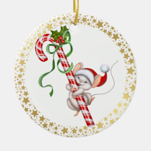 Christmas Ornament-Santa Mouse Ceramic Ornament