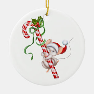 Christmas Ornament-Santa Mouse Ceramic Ornament
