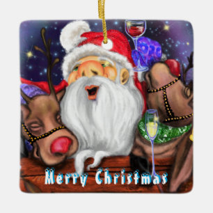 Christmas Ornament Santa with Reindeers Fun