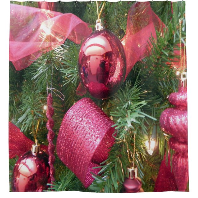 CHRISTMAS ORNAMENT SHOWER CURTAIN (Front)